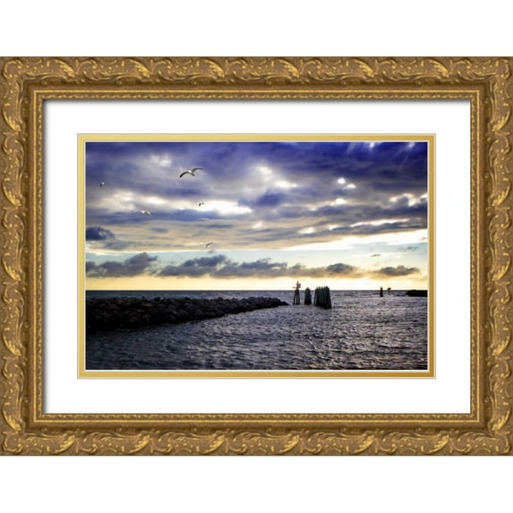 Hausenflock, Alan 24x17 Gold Ornate Wood Framed with Double Matting Museum Art Print Titled - Cedar Island Quay I