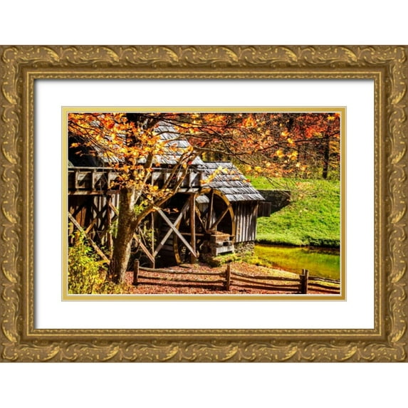 Hausenflock, Alan 24x17 Gold Ornate Wood Framed with Double Matting Museum Art Print Titled - Mabry Mill IV