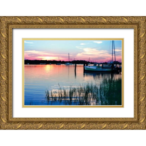 Hausenflock, Alan 24x17 Gold Ornate Wood Framed with Double Matting Museum Art Print Titled - Taylors Creek Sunset