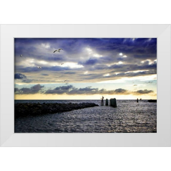 Hausenflock, Alan 24x17 White Modern Wood Framed Museum Art Print Titled - Cedar Island Quay I