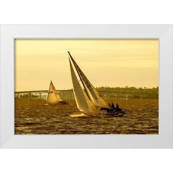 Hausenflock, Alan 24x17 White Modern Wood Framed Museum Art Print Titled - Severn River Sailing II