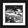 thumbnail image 1 of Hausenflock, Alan 26x26 Black Ornate Wood Framed with Double Matting Museum Art Print Titled - Garrapata 6 BW Square, 1 of 4