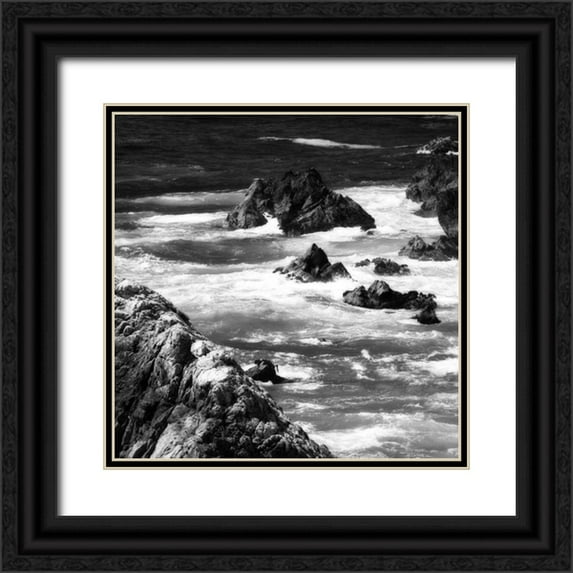 Hausenflock, Alan 26x26 Black Ornate Wood Framed with Double Matting Museum Art Print Titled - Garrapata 6 BW Square