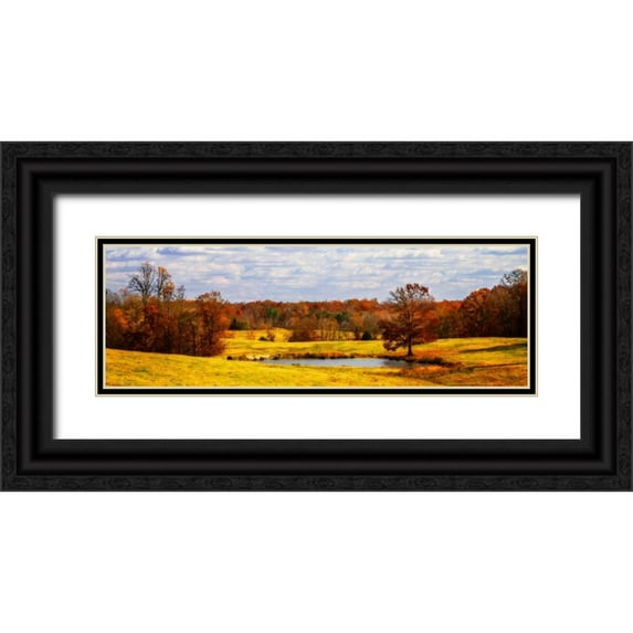 Hausenflock, Alan 32x13 Black Ornate Wood Framed with Double Matting Museum Art Print Titled - Trees of Crimson