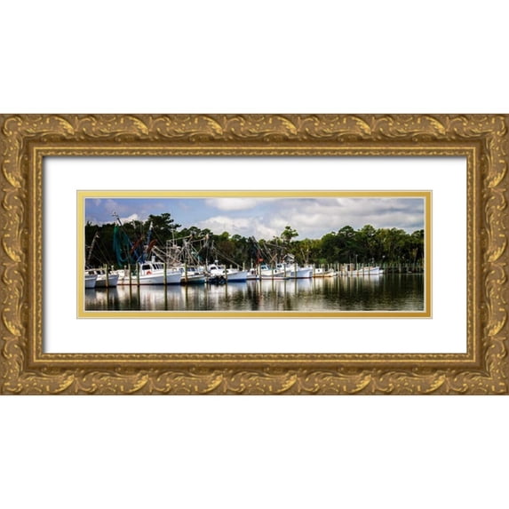 Hausenflock, Alan 32x13 Gold Ornate Wood Framed with Double Matting Museum Art Print Titled - White Point Harbor
