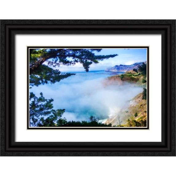 Hausenflock, Alan 32x23 Black Ornate Wood Framed with Double Matting Museum Art Print Titled - Fog Over Big Sur