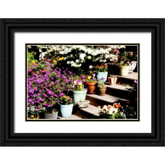 Hausenflock, Alan 32x23 Black Ornate Wood Framed with Double Matting Museum Art Print Titled - Sidewalk Spring II