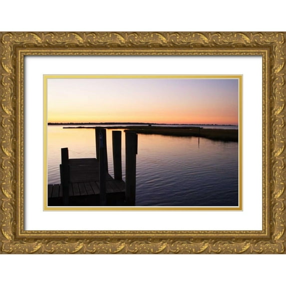 Hausenflock, Alan 32x23 Gold Ornate Wood Framed with Double Matting Museum Art Print Titled - Chincoteague Sunrise II