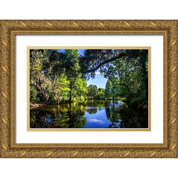 Hausenflock, Alan 32x23 Gold Ornate Wood Framed with Double Matting Museum Art Print Titled - Draytons Pond