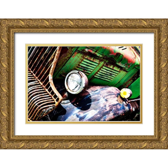 Hausenflock, Alan 32x23 Gold Ornate Wood Framed with Double Matting Museum Art Print Titled - Rusty Old Truck VII