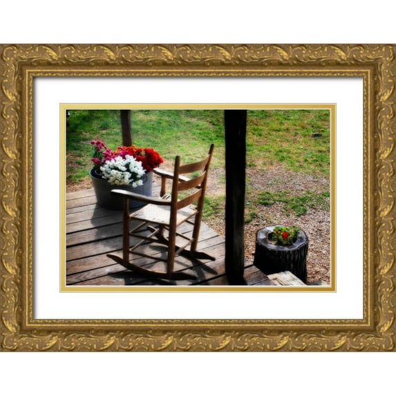 Hausenflock, Alan 32x23 Gold Ornate Wood Framed with Double Matting Museum Art Print Titled - That Ol Rockin Chair II