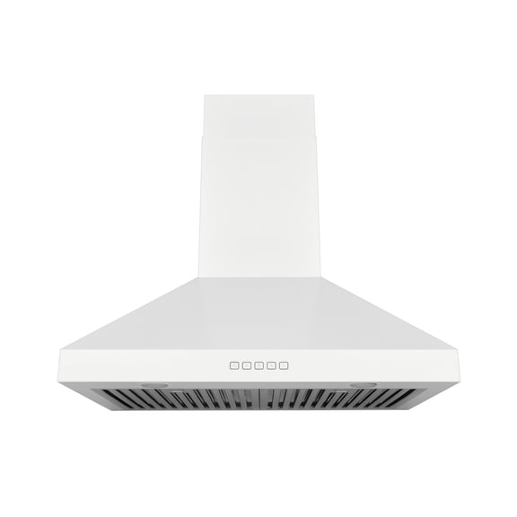 Hauslane Wall Mount Range Hood 30 Inch, Pro Model, Matte White Range Hood, Strong Suction, Changeable LED Lamps, 6” Duct or Ductless, Kitchen Hood Vent, Stove Hood Vent
