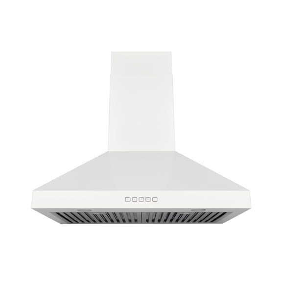 Hauslane Wall Mount Range Hood 30 Inch, Pro Model, Matte White Range Hood, Strong Suction, Changeable LED Lamps, 6” Duct or Ductless, Kitchen Hood Vent, Stove Hood Vent