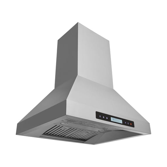 Hauslane | Chef Series IS-500 30" Island Range Hood | Elegant Canopy Design with Powerful Motor and Quiet Operation | Dual Control, Changeable LED, Delay Shutoff, Baffle Filters | Fits 6" Round Duct
