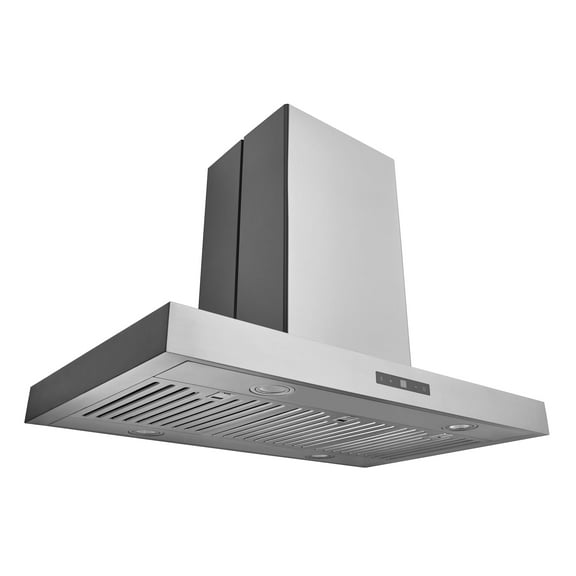 Hauslane | Chef Series IS-700 30" Modern Island Range Hood | Sleek Contemporary Canopy Design | Heavy Duty Suction Power, Dishwasher-Safe Baffle Filters, and LED | Fits 6” Round Duct
