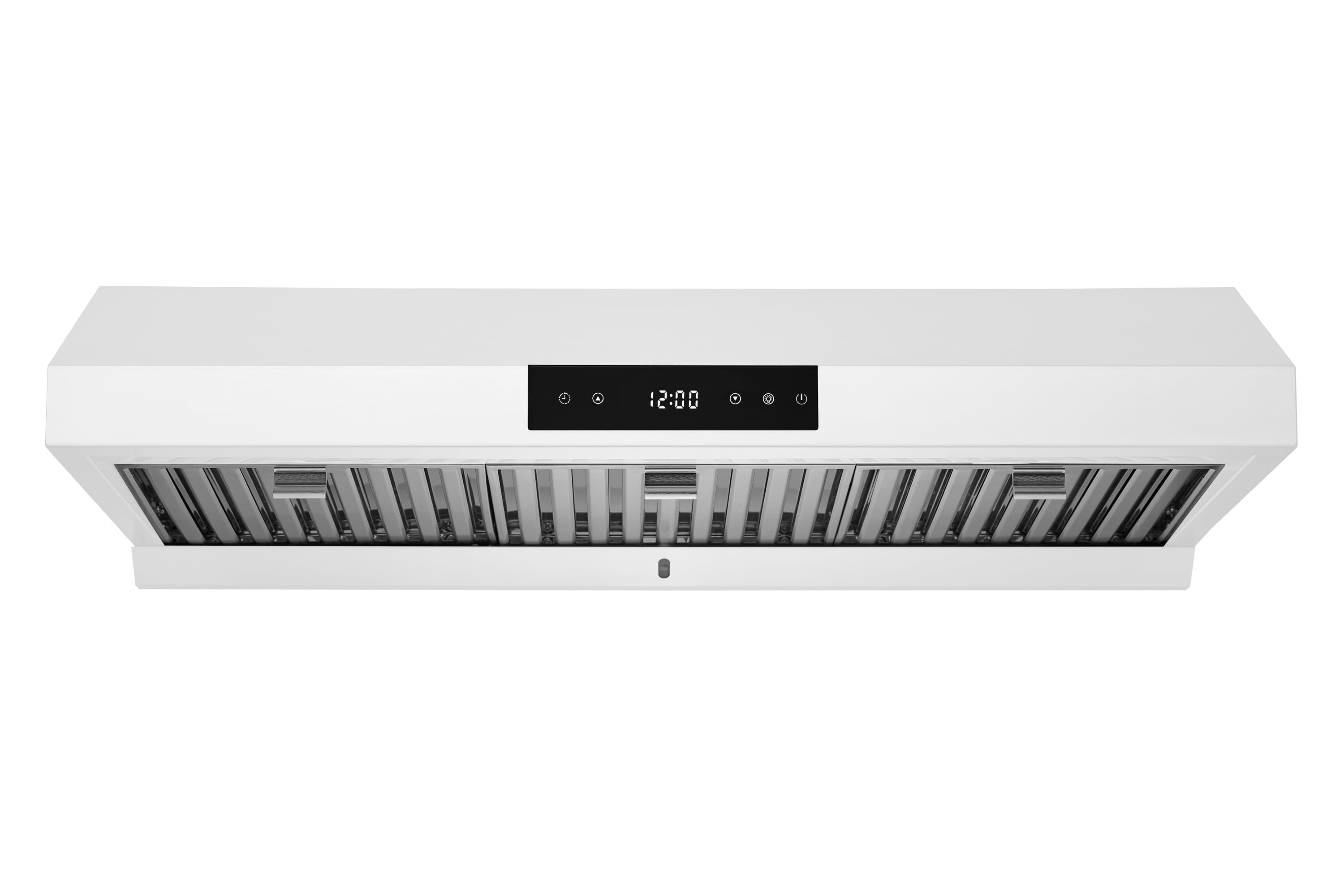 Hauslane | Chef Series | PS18 36" Under Cabinet Range Hood, Matte White Contemporary Modern Design 860 CFM, Touch Screen w/Digital Clock, Dishwasher Safe Baffle Filters, LED Lamps, 3-Way Venting