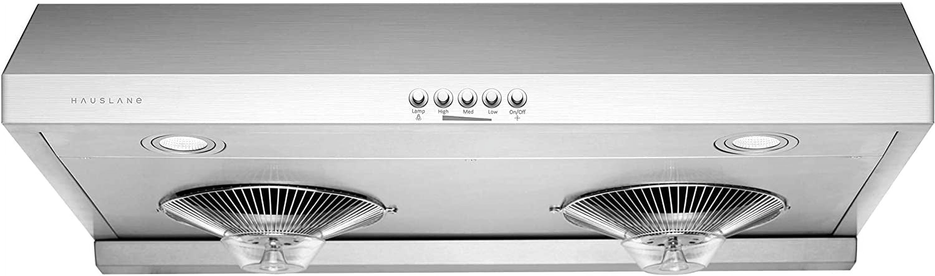 Hauslane | Chef Series Range Hood C100 30" Under Cabinet Kitchen Extractor | Stainless Steel Electric Stove Ventilator | 3 Speed Settings | Energy Efficient LED Lamps | Fits 6 Inch Round Ducts