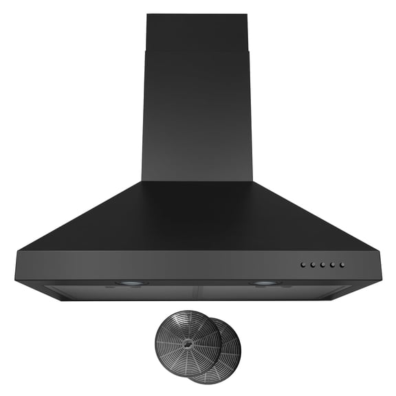 Hauslane Chef Series Base Model WM-530 30" Convertible Wall Mount Chimney Range Hood 120V in Matte Black