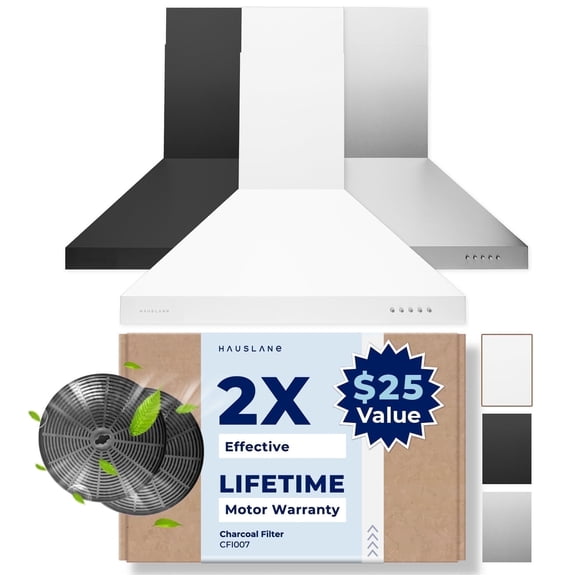 Hauslane Chef Series Base Model WM-530 30" Convertible Wall Mount Chimney Range Hood 120V in Matte White