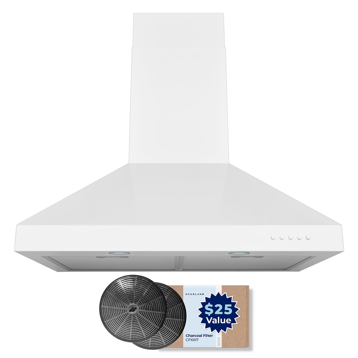 Hauslane Chef Series Base Model WM-530 30" Convertible Wall Mount Chimney Range Hood 120V in Matte White