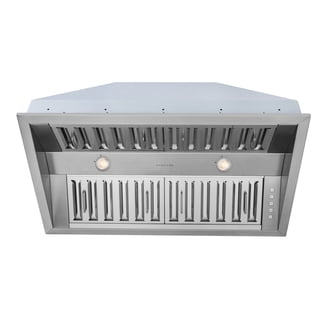 Hauslane | Pro-Style 34” IN-R300 Built-In Range Hood, 21” Deep | Low Noise Performance | Contemporary Design, Full-Size Handles, Professional-Grade Baffle Filters & Grease Tray, LED