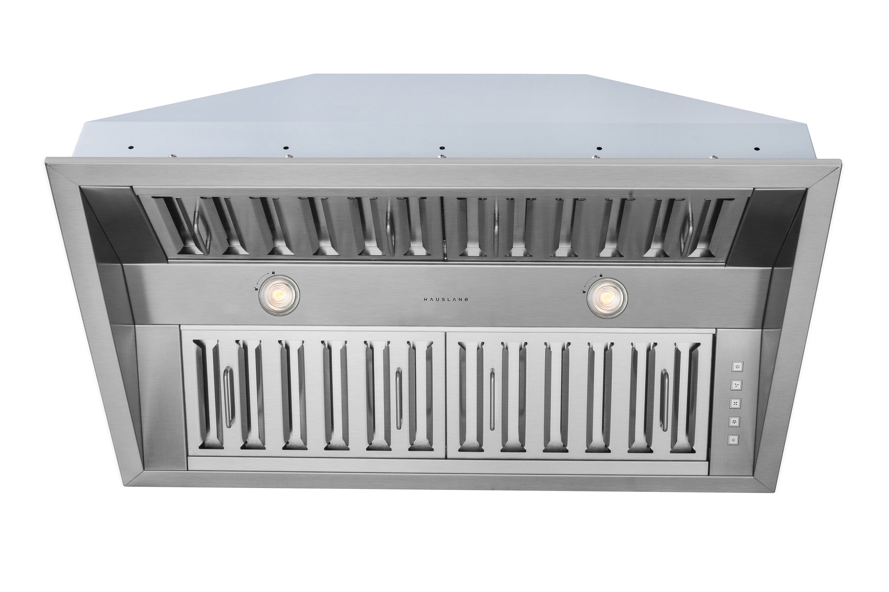 Hauslane | Pro-Style 34” IN-R300 Built-In Range Hood, 21” Deep | Low Noise Performance | Contemporary Design, Full-Size Handles, Professional-Grade Baffle Filters & Grease Tray, LED
