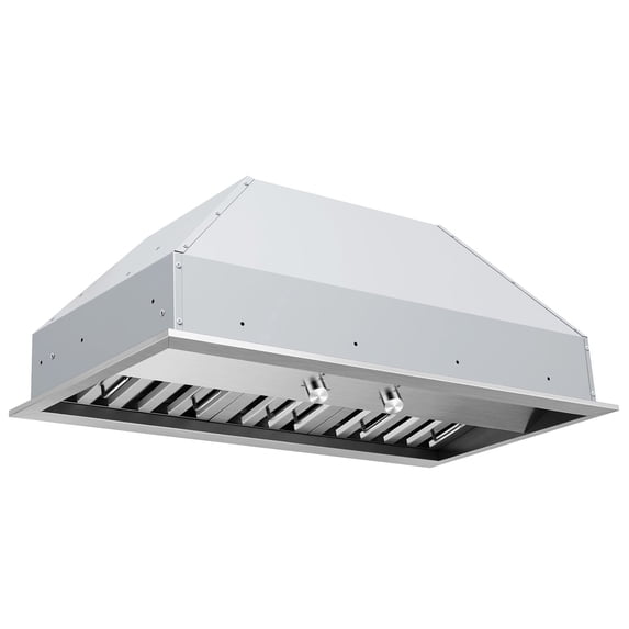 Hauslane In-R200 36” Pro-Style Built-In Range Hood | 18” Deep, Low Noise, Contemporary Design, Full-Size Handles, Baffle Filters, LED Lamps | 120V