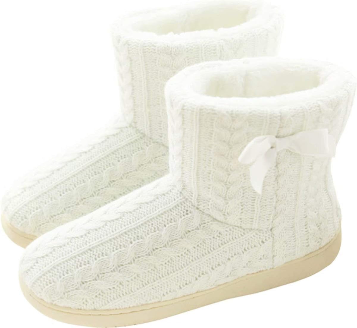 Hausschuhe Damen Plüsch Gefüttert Warm Hausstiefel Feste Sohle