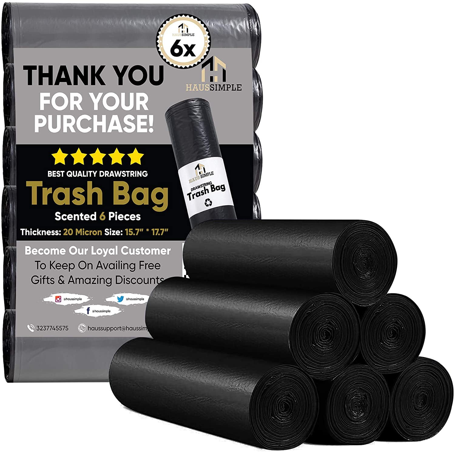 65pcs/5rolls (Random colour), Extra Thick Drawstring Type Garbage Bag,Bathroom  Trash Bag, Disposable Trash Bag, Pouch Kitchen Storage Garbage Bags,  Plastic Bag For Bathroom Kitchen Office Restaurant Cleaning