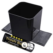 Haussimple Car Trash Can Auto Garbage Bin Carpet Grip Mat with Trash Bags Black Height 7.5
