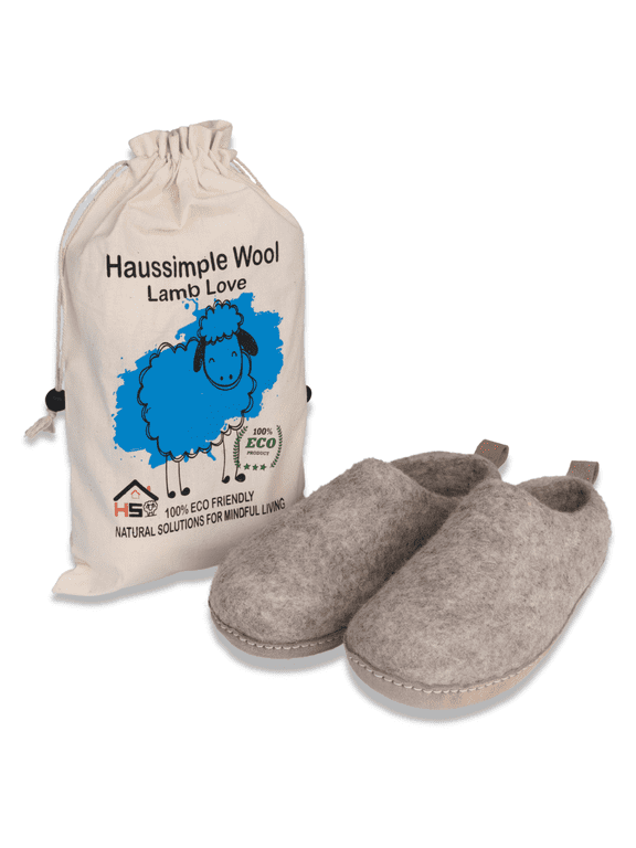 Unisex Indoor Wool Slippers, Gray, 7.5W / 6.5M