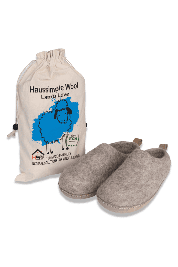 Cozy Unisex Wool Slippers, Gray, 8.5W / 7.5M