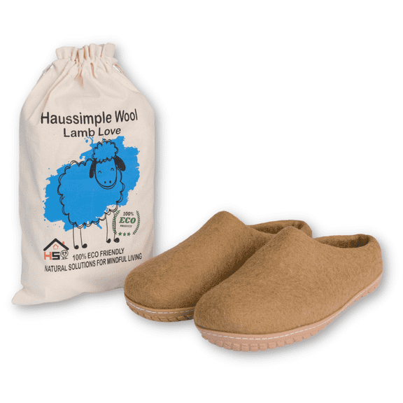 HaussimpleWool Unisex Wool Outdoor Slippers Color: Tan, Size: 7W