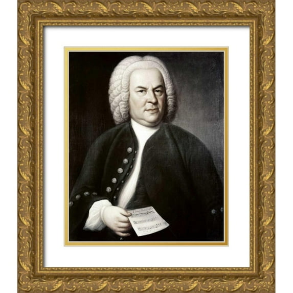 Haussman, Elias Gottlob 20x24 Gold Ornate Wood Framed with Double Matting Museum Art Print Titled - Johann Sebastian Bach