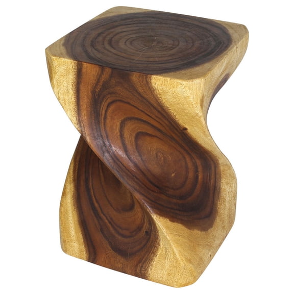 Haussmann Big Twist Solid Wood End Table - 14 x 14 x 20 in - Oak