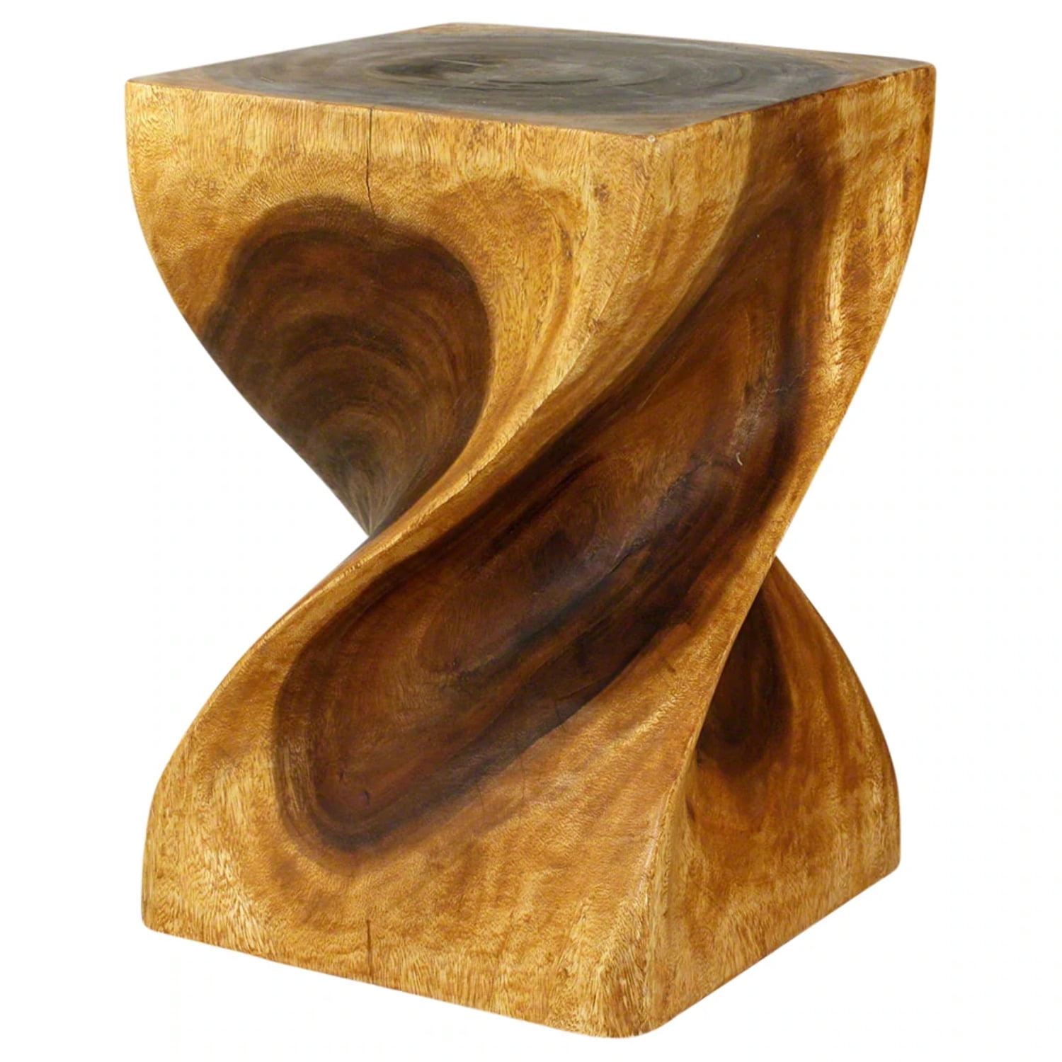 Twist Design Walnut Brown Wood Stool Table