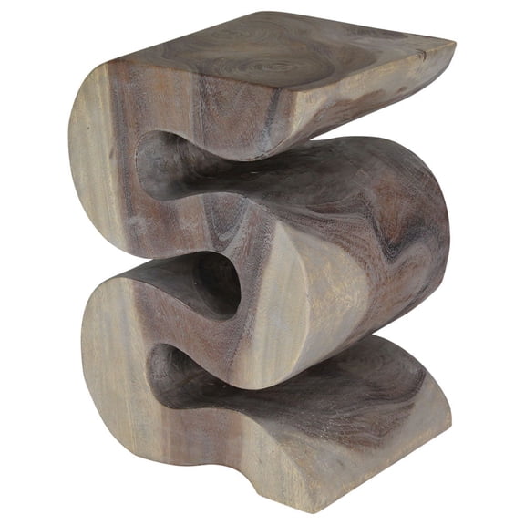 Haussmann Big Wave Solid Wood End Table - 12 x 14 x 20 in - Agate Grey