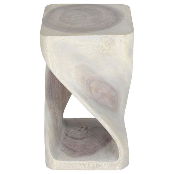 Haussmann Original Twist Solid Wood End Table - 12 x 12 x 20 in - Agate Grey