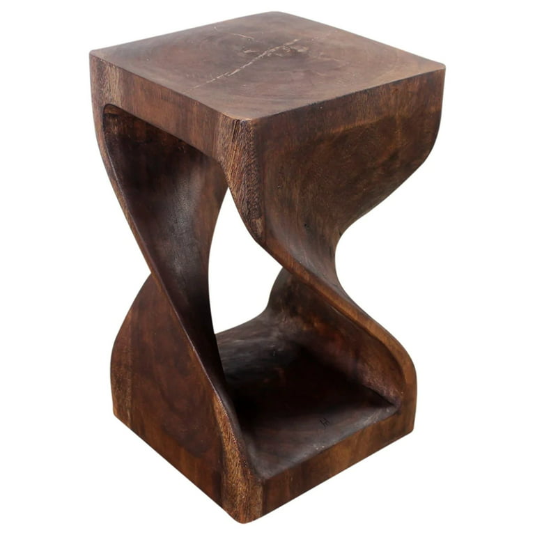 Haussmann Original Wood Twist Stool 12 X 12 X 20 In High Mocha