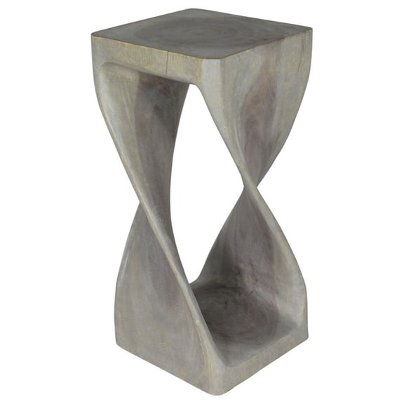 Haussmann Original Wood Twist Stool 12 X 12 X 26 In High Grey Oil