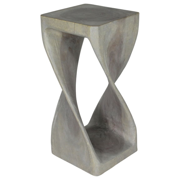 Haussmann Original Twist Solid Wood End Table - 12 x 12 x 26 in - Agate Grey