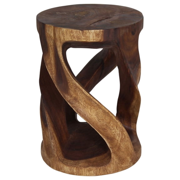 Haussmann Round Wild Twisted Vine End Table 14 in D x 20 in H Walnut Oil