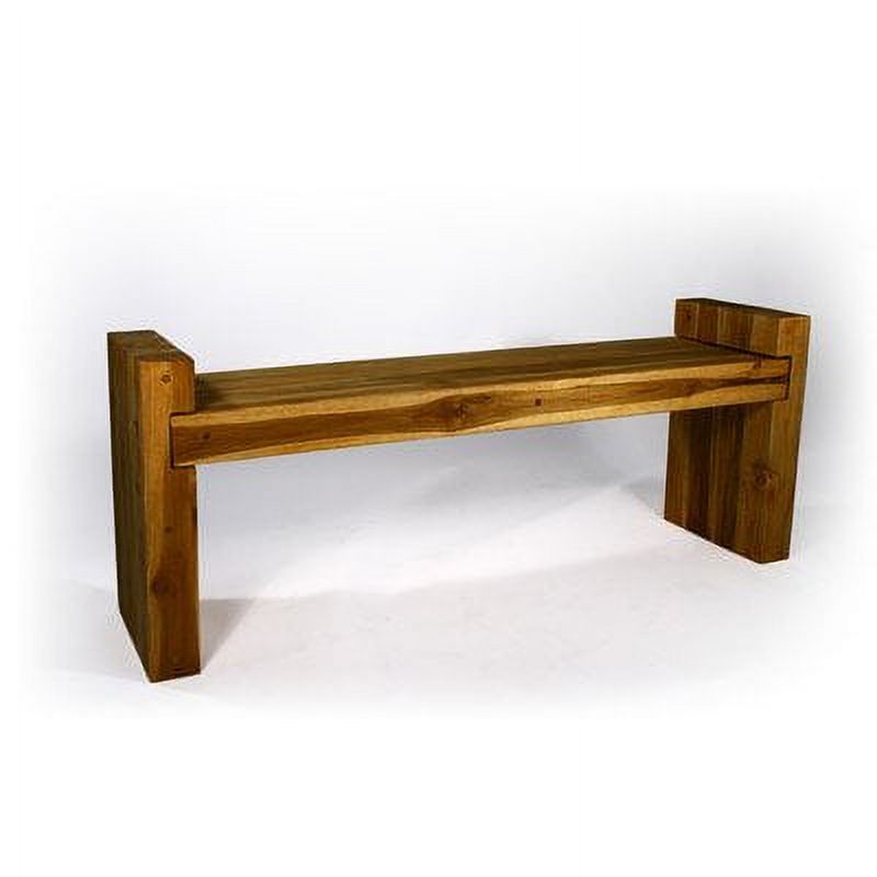 Haussmann Teak Block Bench 48x12x19 Inch, KD Oak Oil Finish, Indoor/Outdoor
