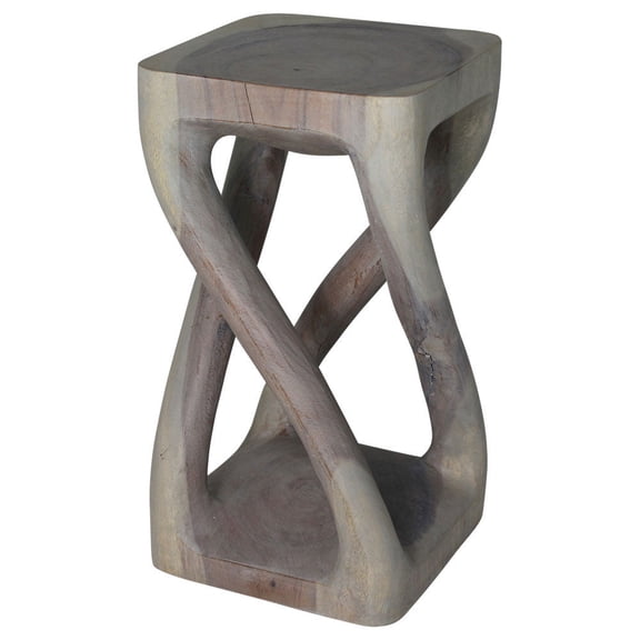 Haussmann Vine Twist Solid Wood End Table - 12 x 12 x 22 in - Agate Grey