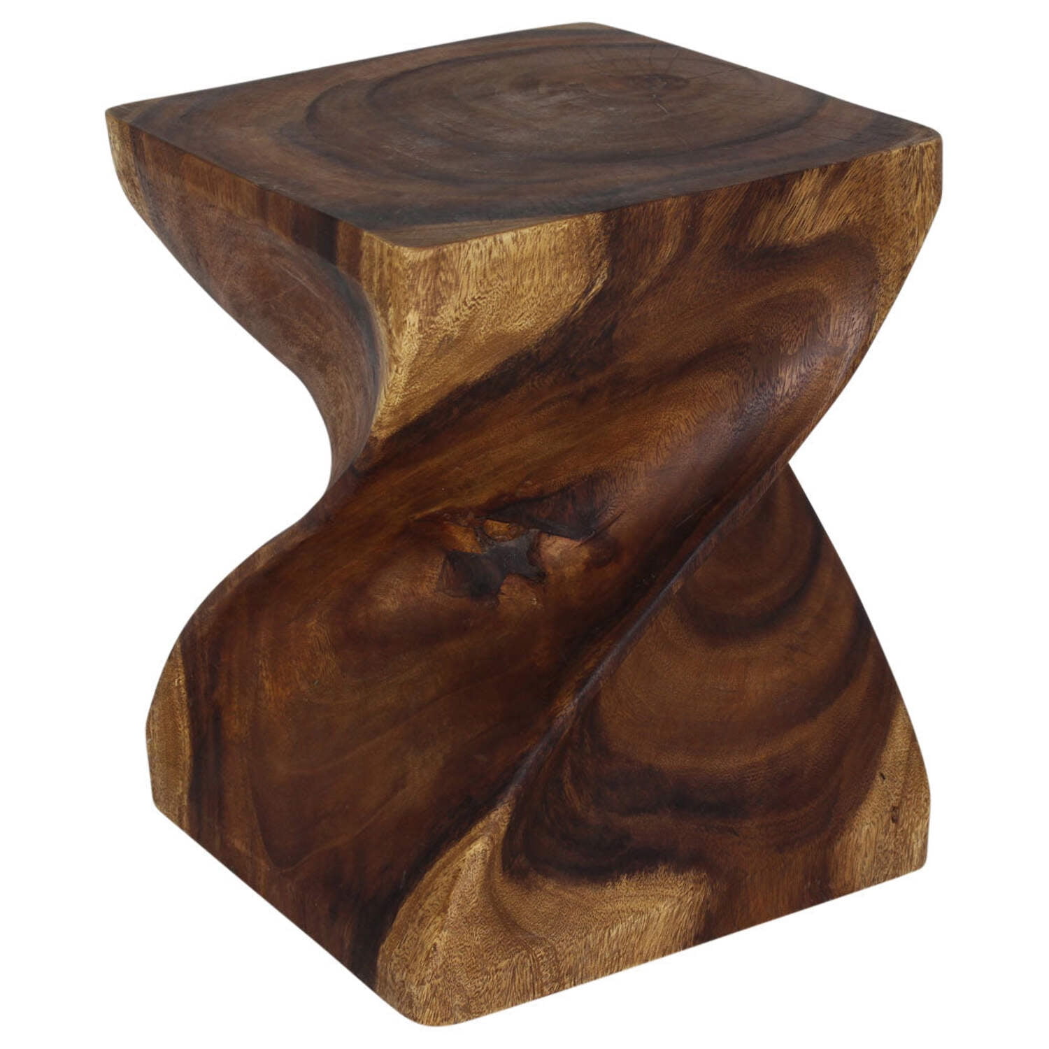 Walnut Twist Square Wood Storage Table 16" x 20"