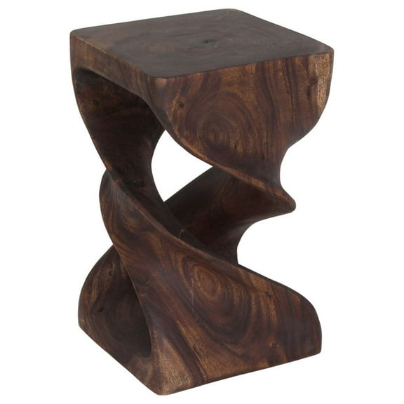 Haussmann Wood Double Twist Stool Table 12 in SQ x 20 in H Mocha Oil