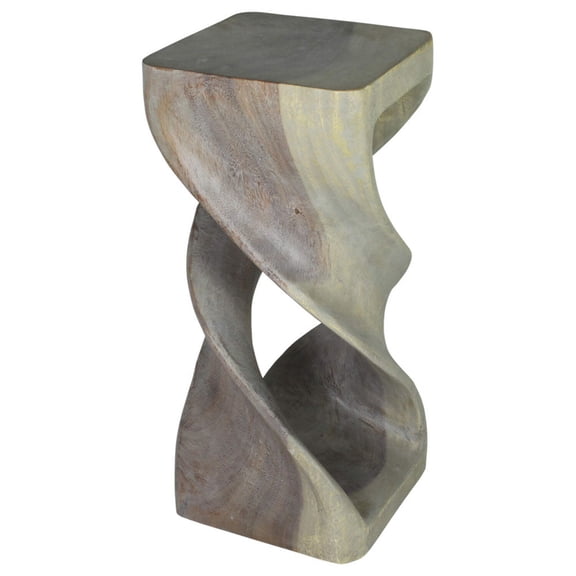 Haussmann Wood Double Twist Stool Table 12 in SQ x 26 in H Grey Oil
