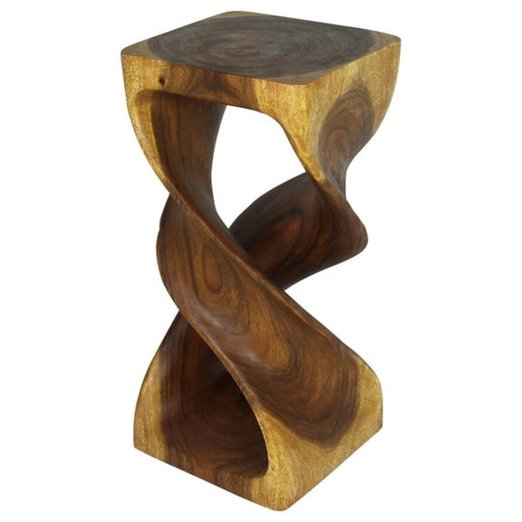 Haussmann Wood Double Twist Stool Table 12 in SQ x 26 in H Oak Oil