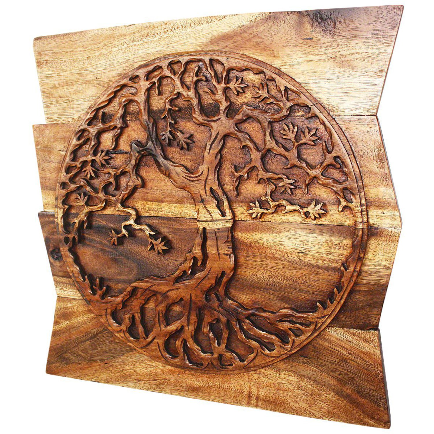 Haussmann® Wood Tree of Life Round on Uneven Boards 24 x 24 in Walnut - image 1 of 2