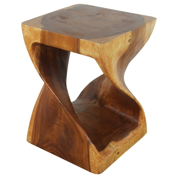 Haussmann Wood Twist End Table 15 x 15 x 20 in H Cherry Oil